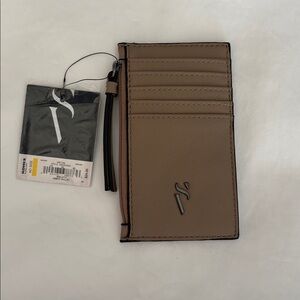 Tan Leather ID Wristlet Card Holder
